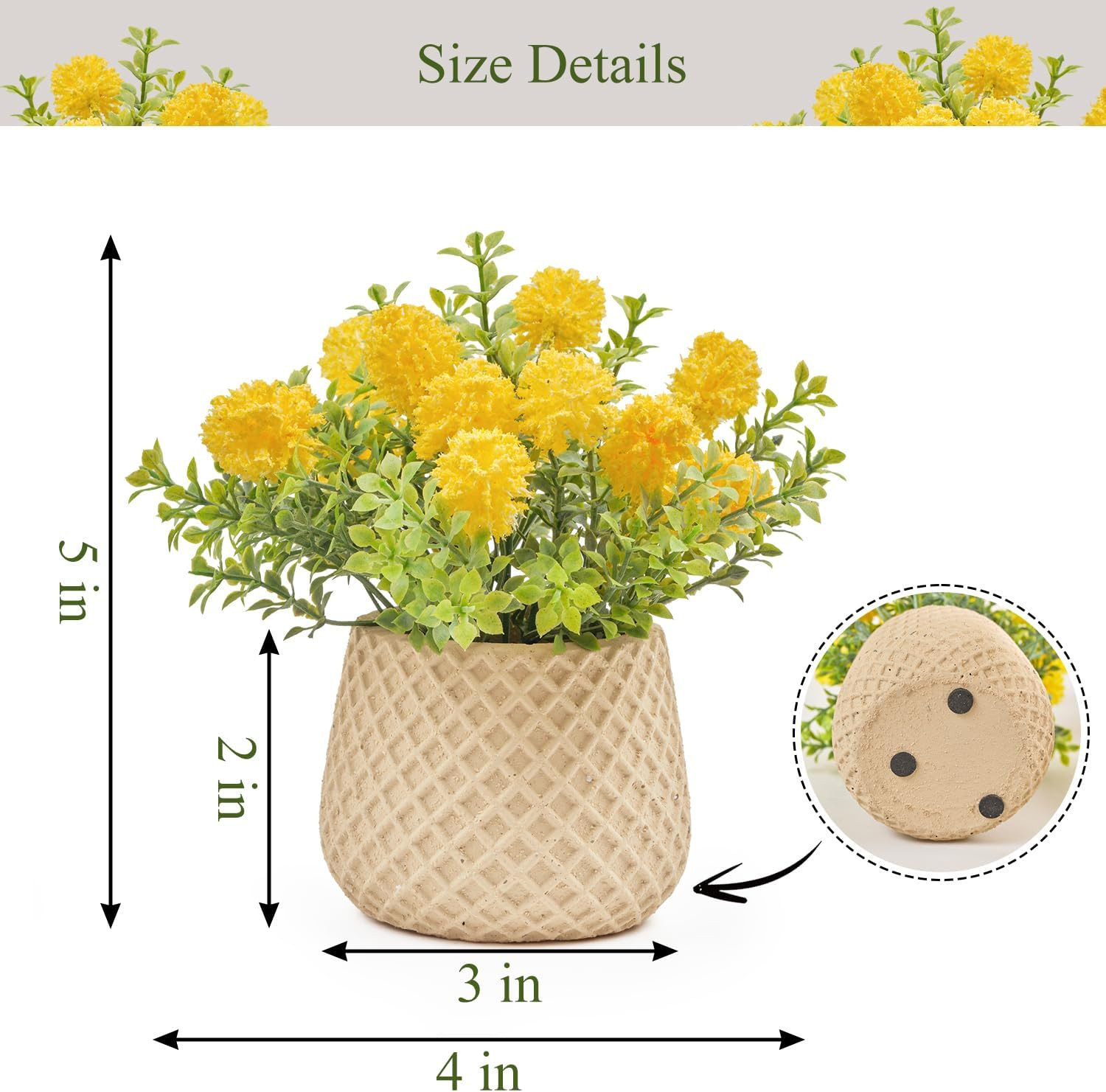 2 Pack Golden Ball Fake Plants for Home Decor – Indoor Yellow Decorative Plants