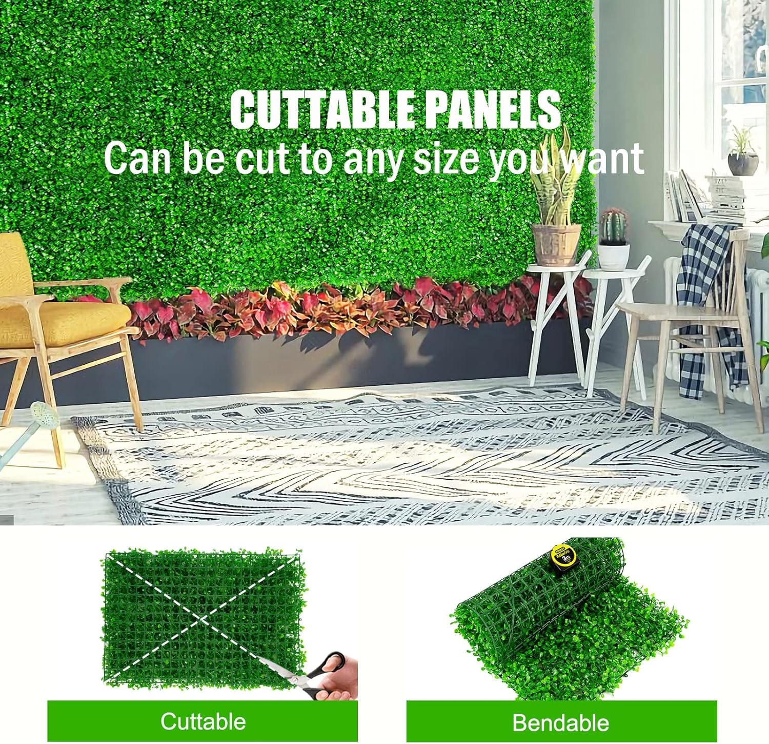 24PCS 24″x16″ Artificial Boxwood Mat Wall Hedge Decor Privacy Fence Panels Grass