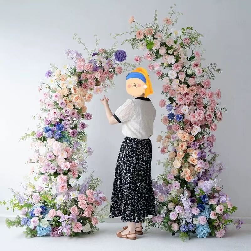 Asymmetrical Silk Flower Arch 2-Piece Set 180/210cm Decor