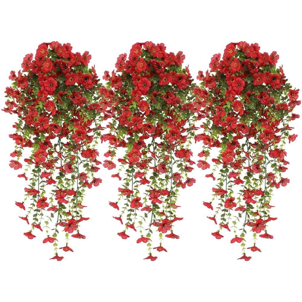 76cm Artificial Eucalyptus Vine with Violet Silk Flowers for Outdoor Decoration