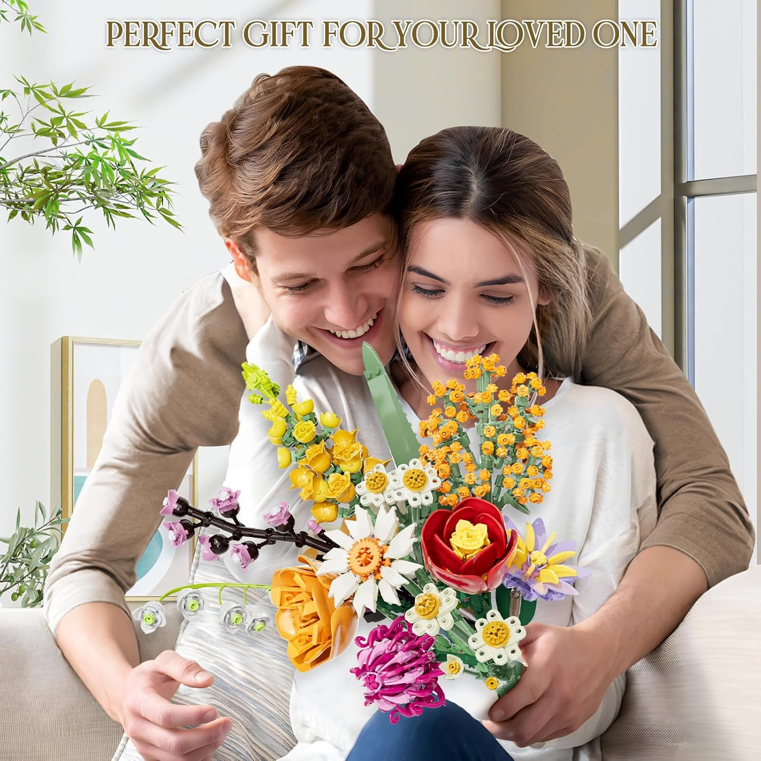 Flowers Bouquet Building Set, 1070PCS Artificial Plant Flower Kit Toy for Adu…