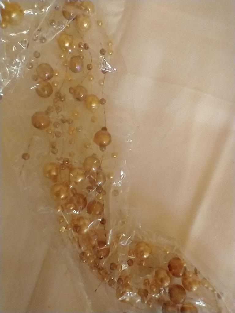 NEW 5′ SULLIVANS TAN PEARL BEAD GARLAND~FRINGE~WEDDING~CRAFTS~PLASTIC ENAMELED