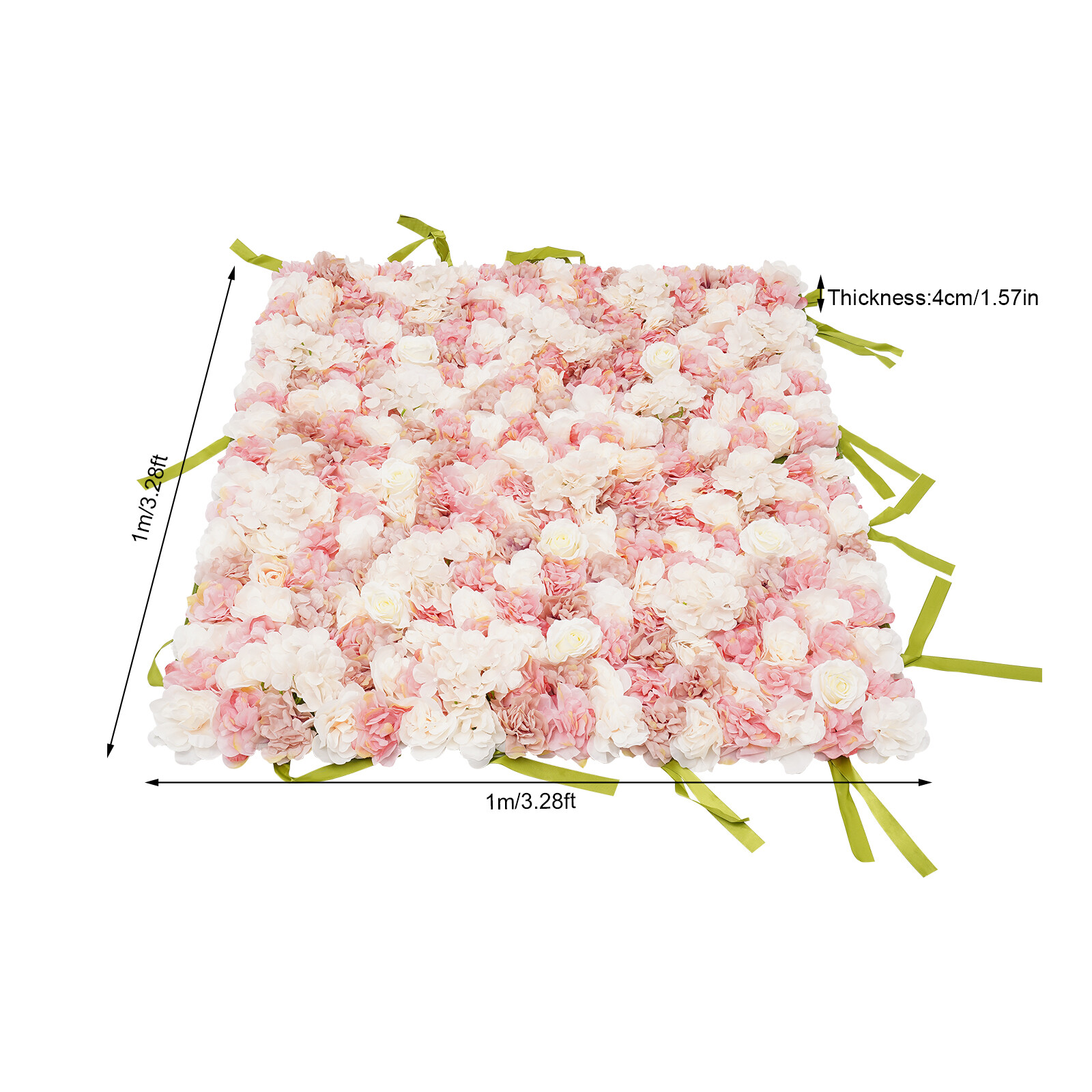 Artificial Flower Wall Panel Silk Fabric Floral Square Backdrop Wedding Decor