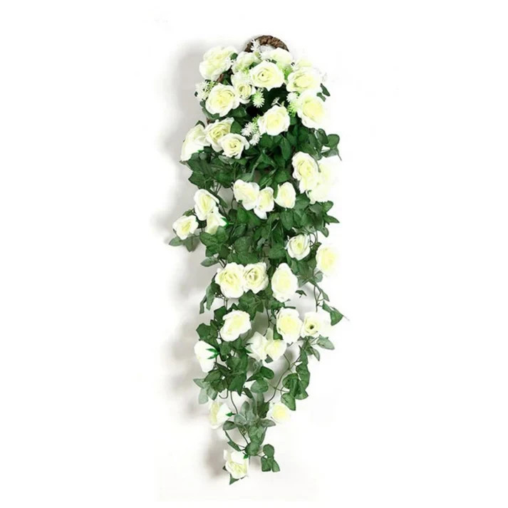 White Rose Flower Garland 90cm Artificial Hanging Vine Home Wedding Decor
