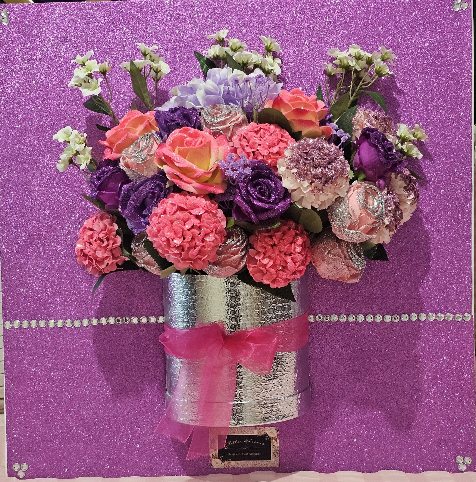 Glitterblooms Large Canvas Glittered Floral Bouquet