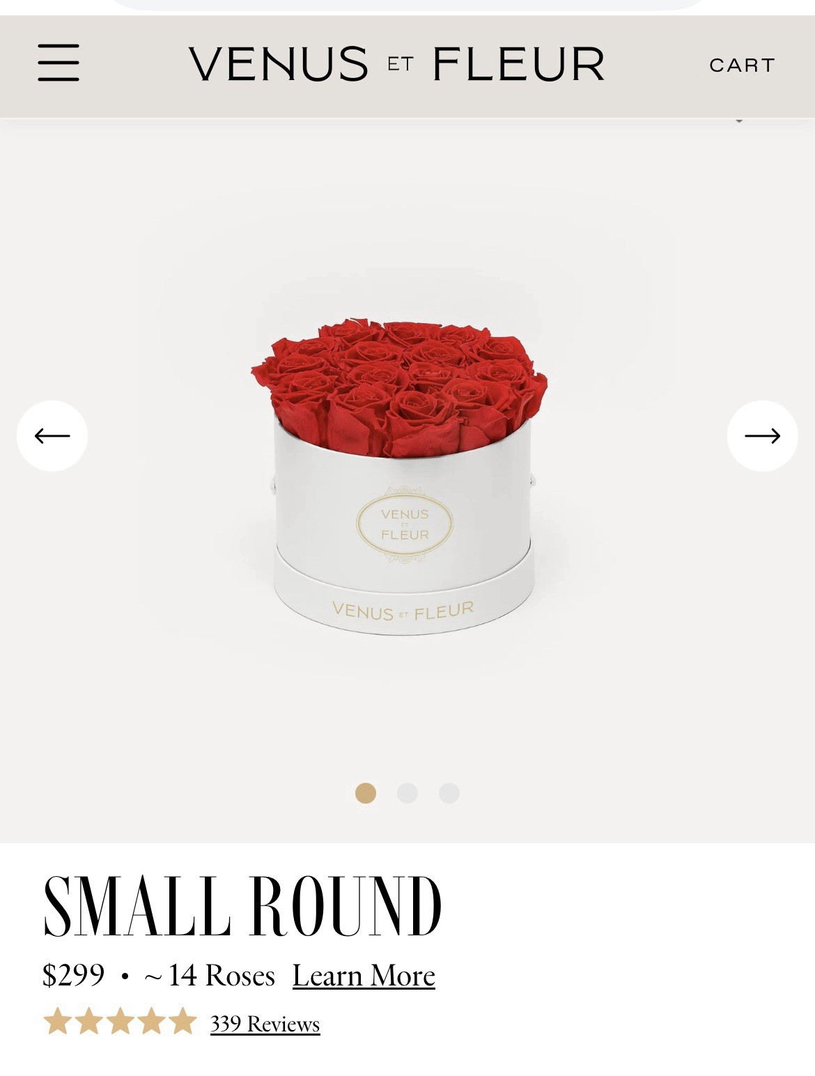 Venus Et Fleur Red Roses Flower Box Arrangement small Round Black box