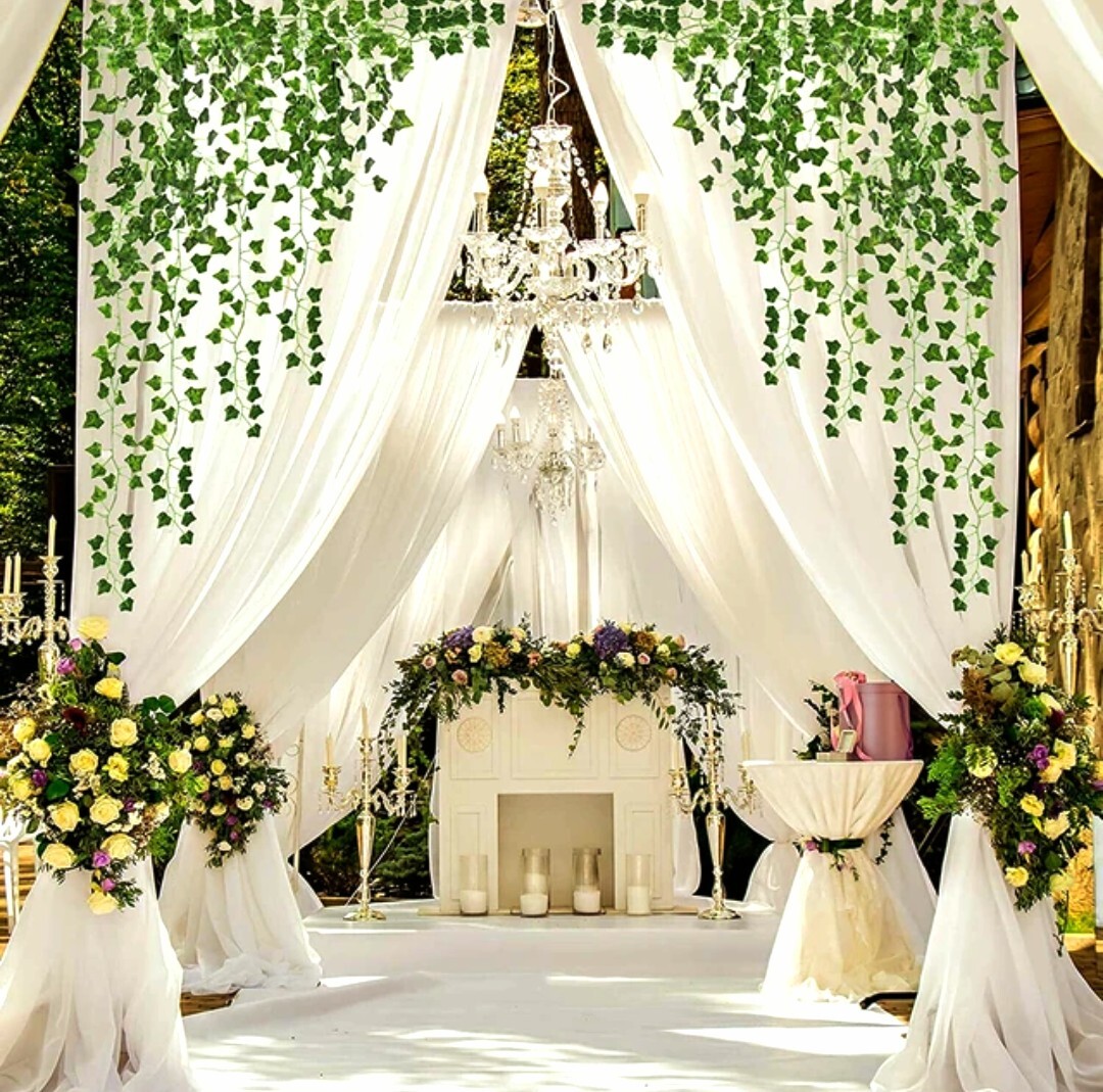 12 Pcs Fake Ivy Vine Leaf Plants Hanging Garland Plants Home Decoration Gift