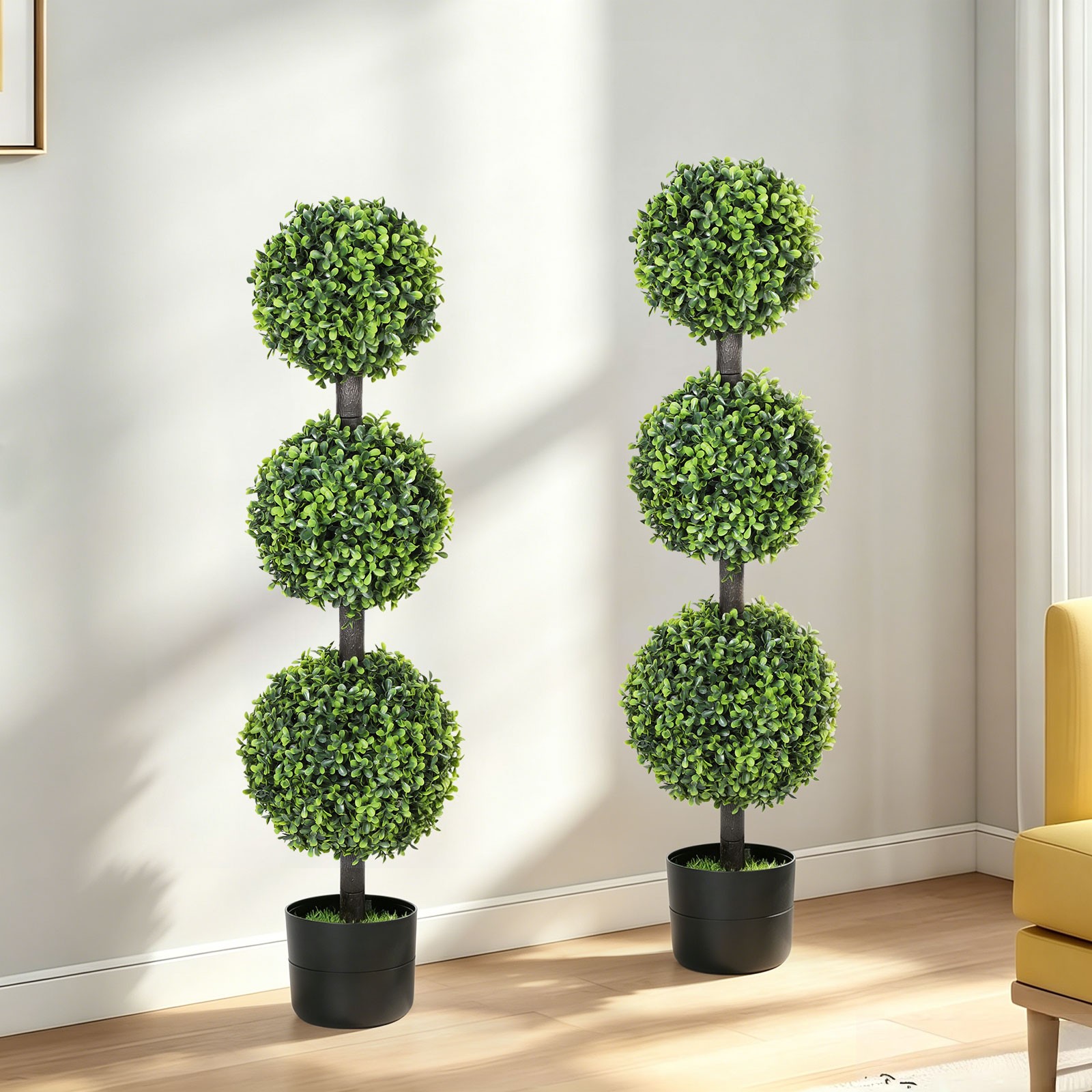2Pack Outdoor Fake Bushes Plant w/Ground Spike UV Resistant Artificial Plant 3ft