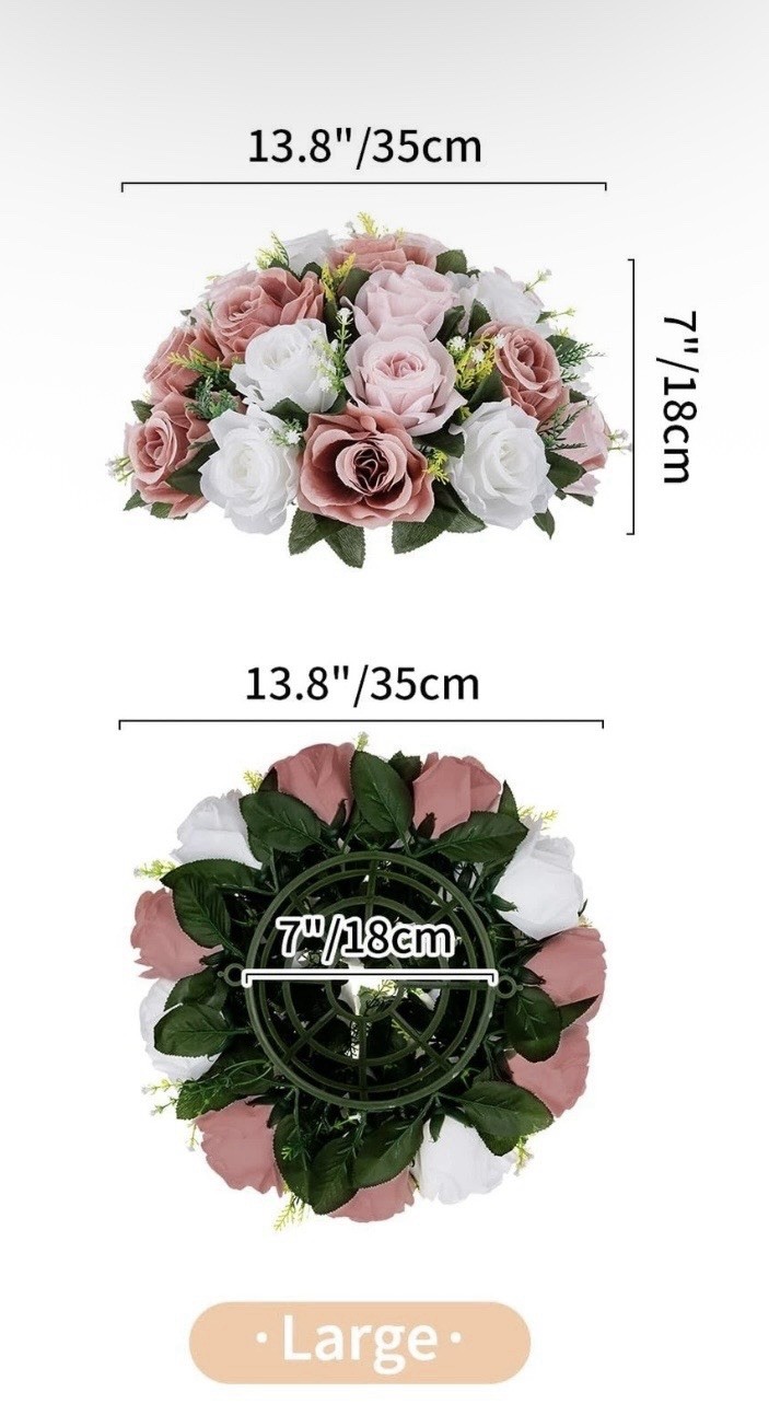 Large Silk Flower Balls for Centerpieces – 2 Pcs 13.8in Diameter Dusty Rose NEW
