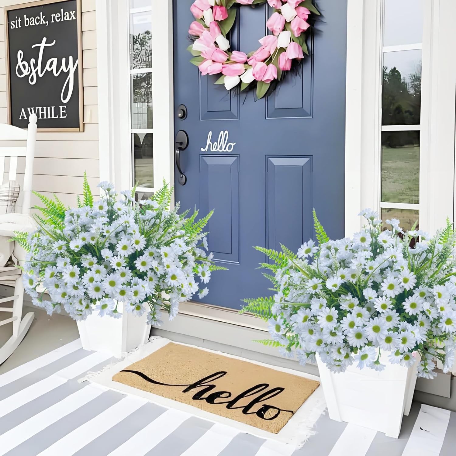 Spring Artificial Daisy Flowers Fake Plants for Outdoor Outside, 12 Bundles F…