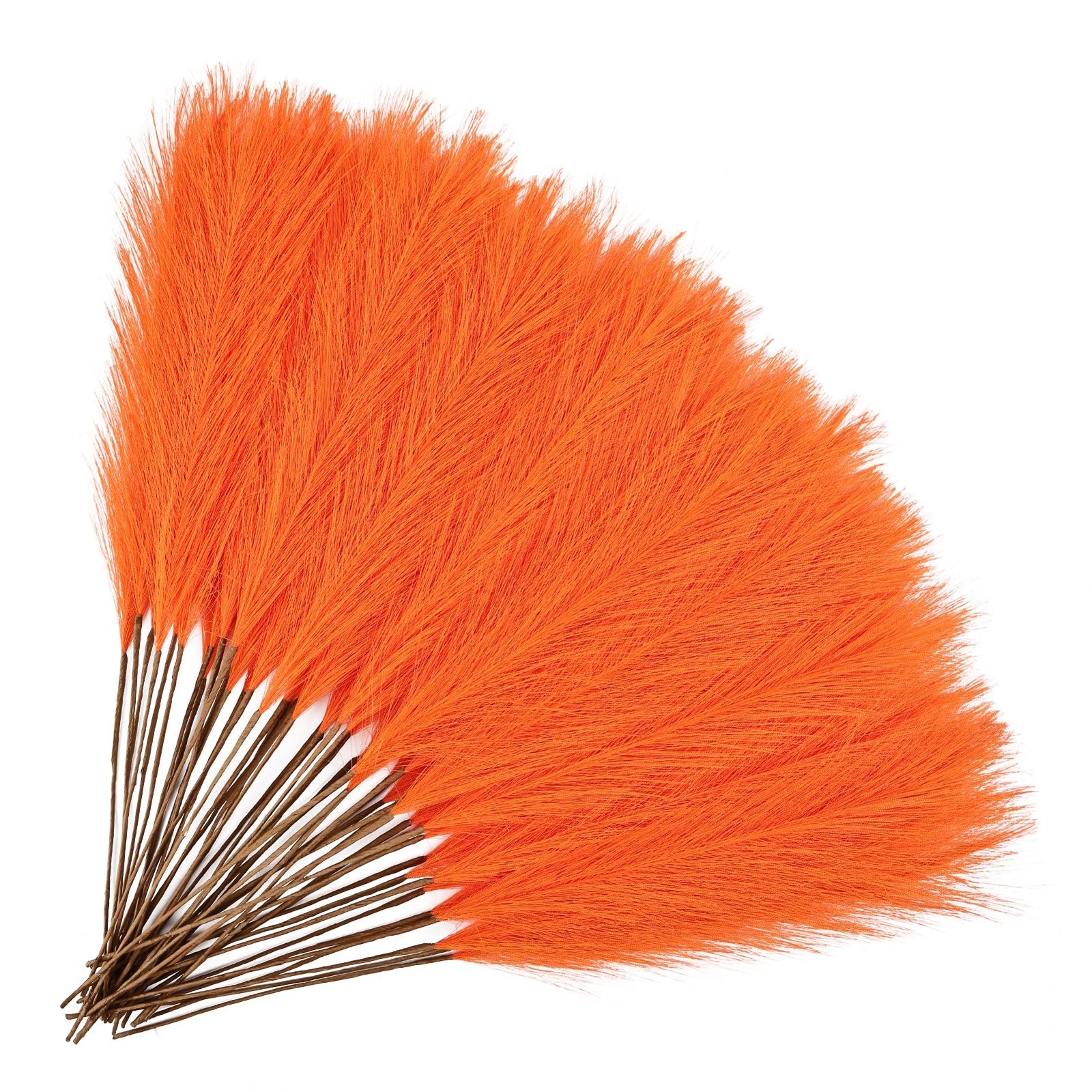 50pcs Orange Pampas Grass 21.6 Inch Non-Shedding Faux Pampas for Vibrant Warm…