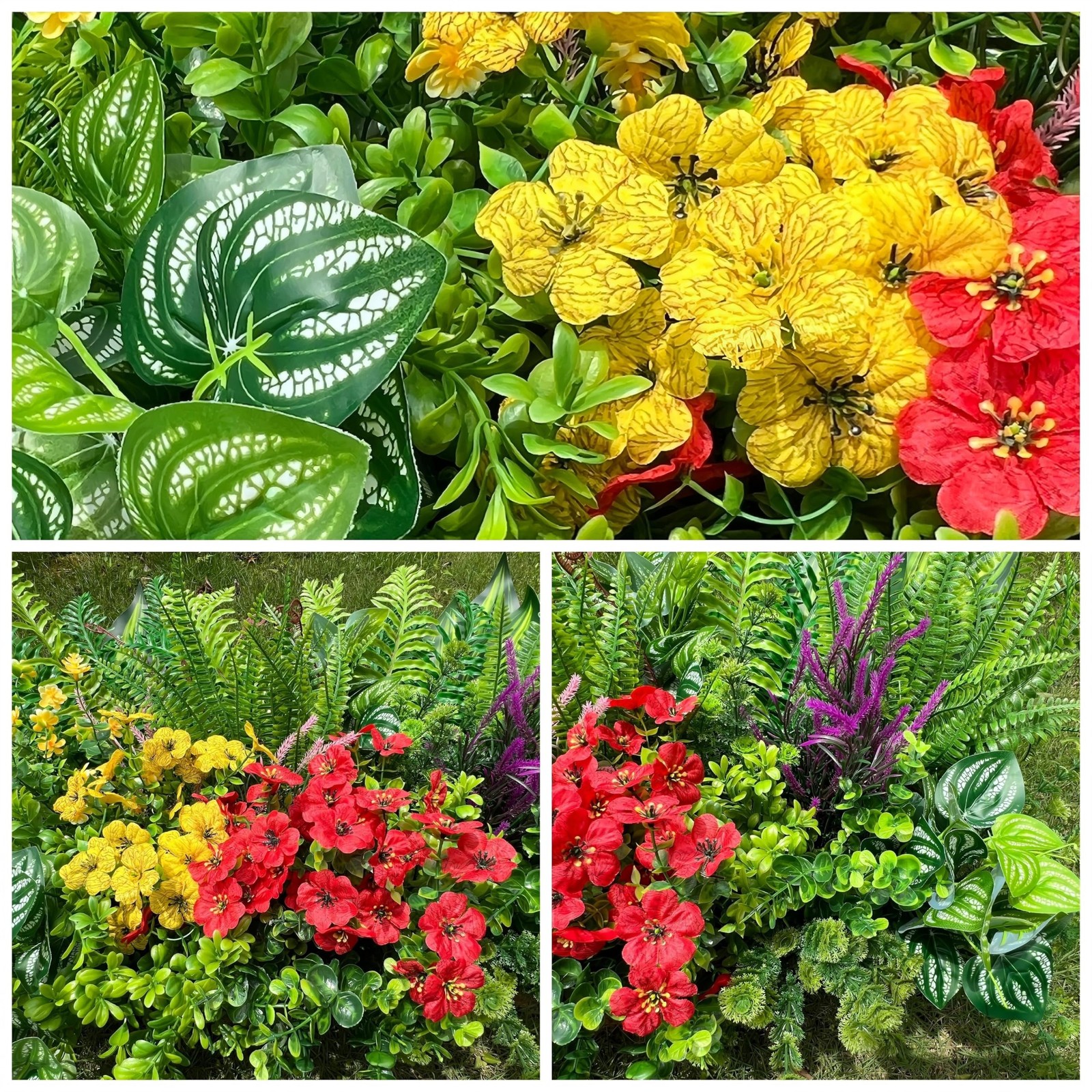 Artificial Plants UV Resistant Greenery Silk Flowers Plastic Faux Stems 24 Pcs