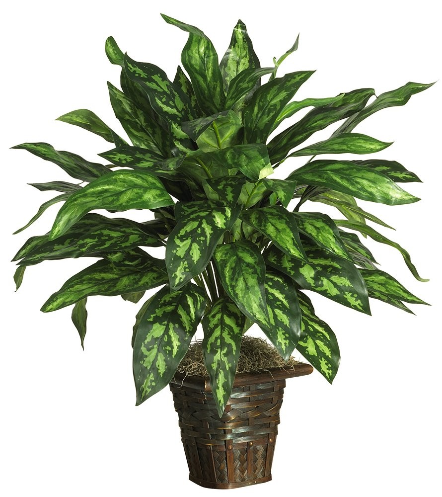 Nearly Natural Artificial House Plant Indoor Home Decor Silk Plant W/Basket