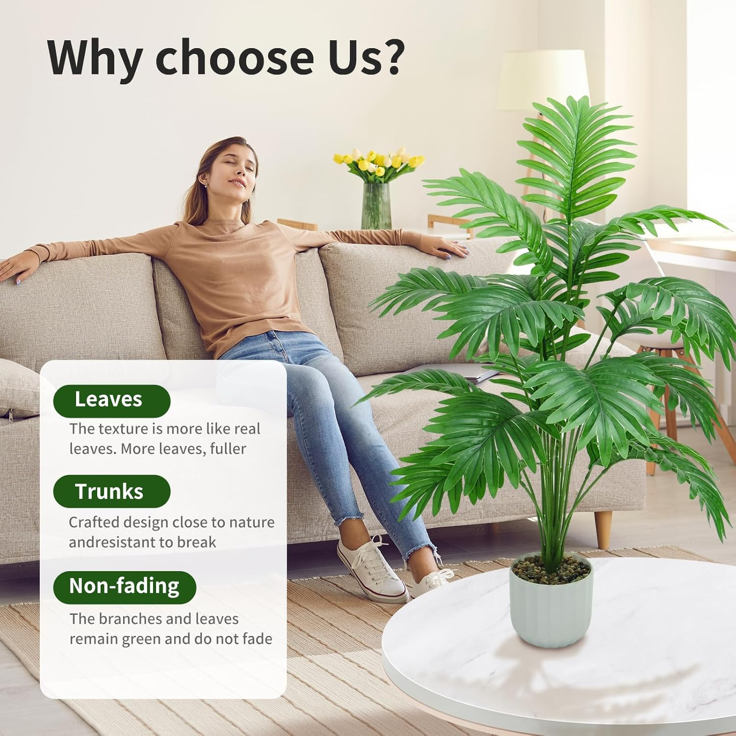 28“ Fake Plant Large Artificial Plam Tree for Indoor Room Decor,Faux Potted Plan