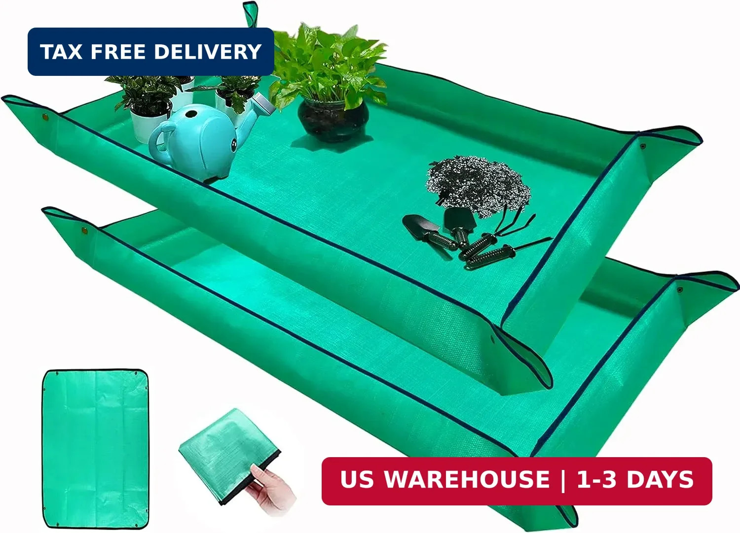 2 PCS Plant Repotting Mat for Indoor Plants, 43″ X 29″ Thickened Foldable Waterp