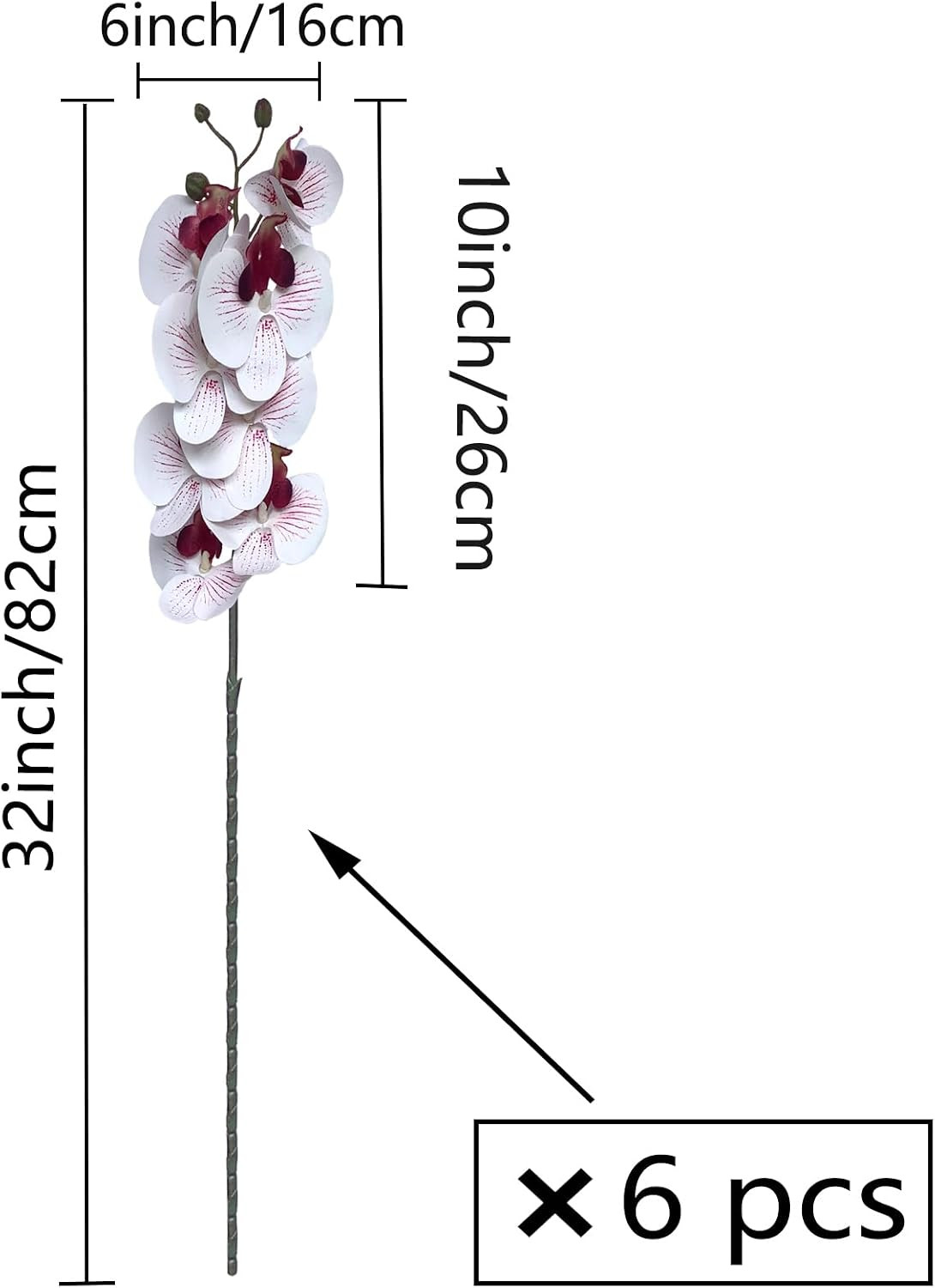 32 Inch Artificial Phalaenopsis Flowers 6 Pcs Artificial Orchid Flowers Stem Pla