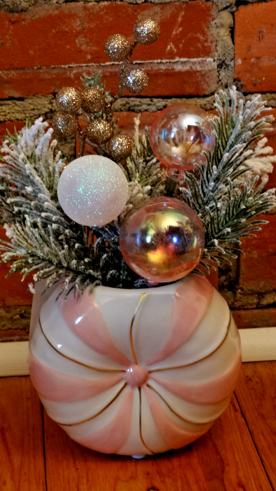 Flora Bunda Christmas Candy Floral Mix Pastel Arrangement Ceramic Pot