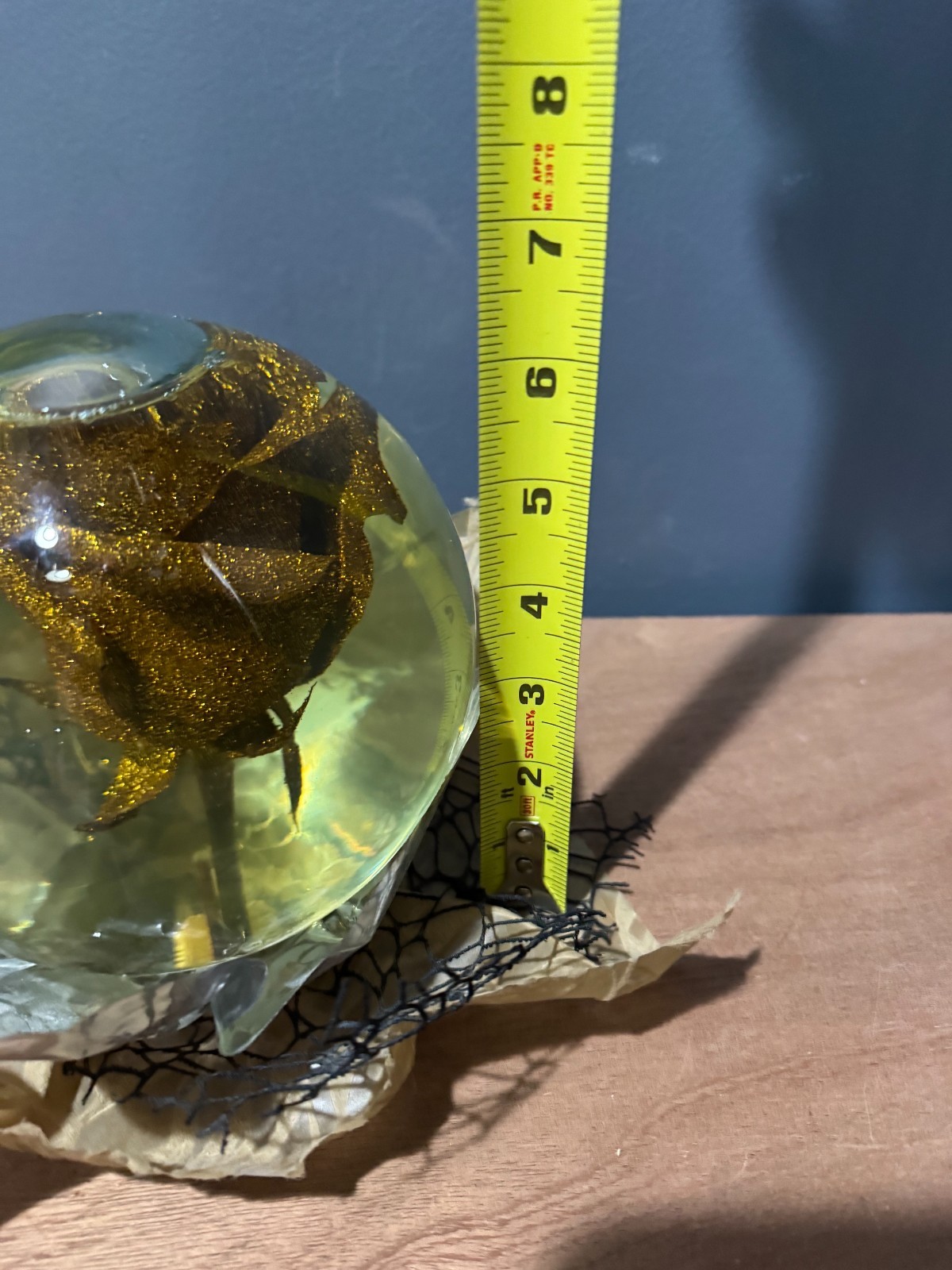 Forever Gold Glitter Rose In Glass Ball Water Dome Globe Large Real Rose Rare