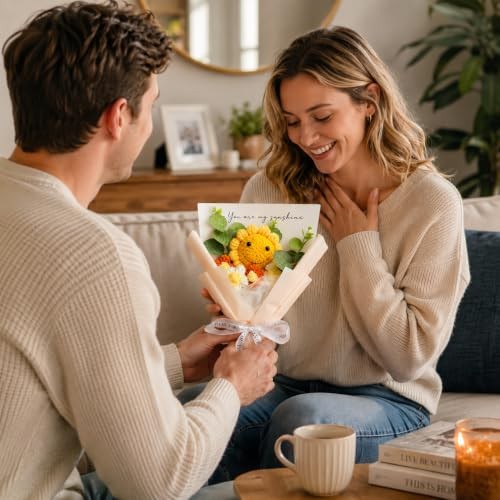 Crochet Sunflower Bouquet – “You are my sunshine” Artificial Flower Rose Gold