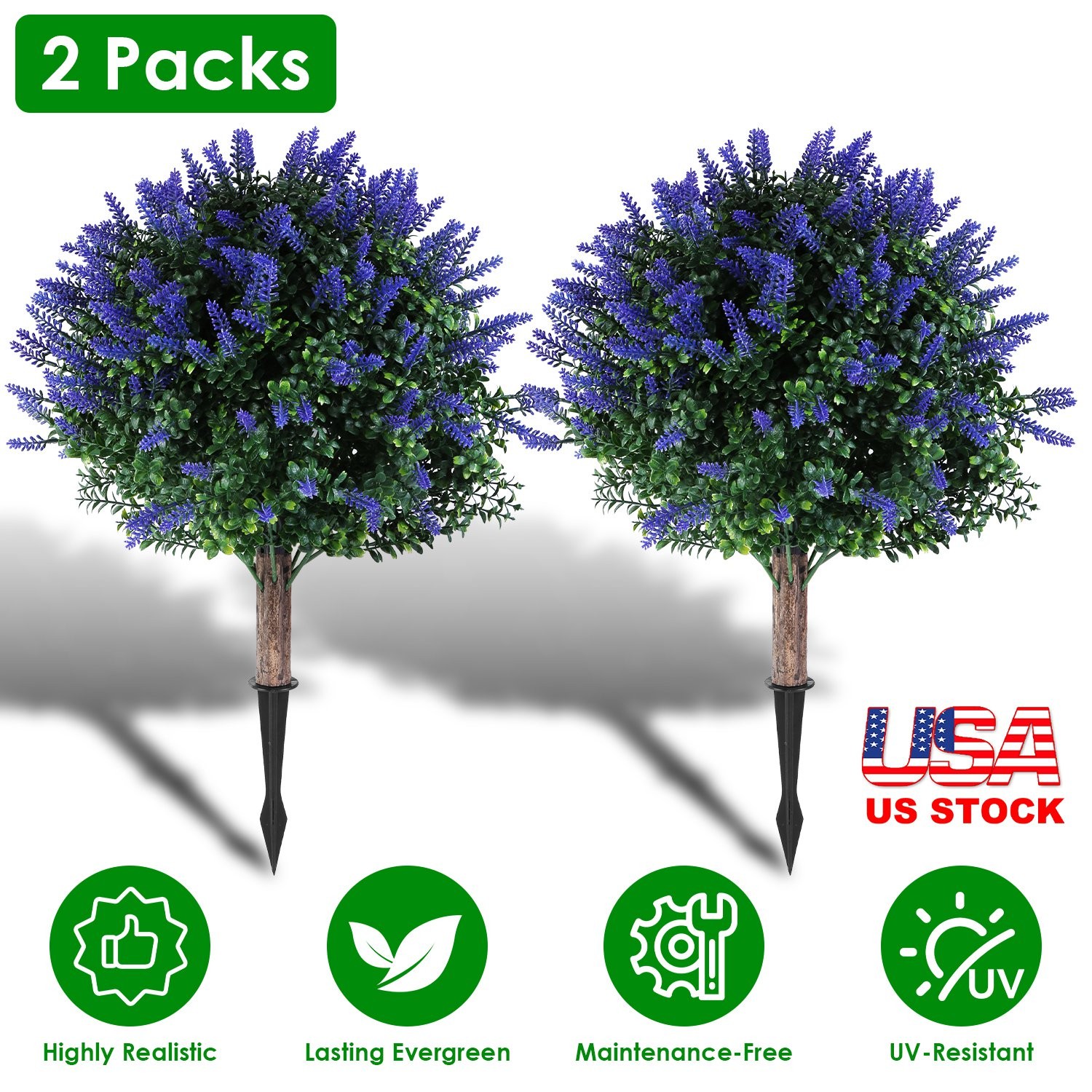 2Pack Artificial Lavender / Peanut Tree Realistic Plants Outdoor Indoor Decor