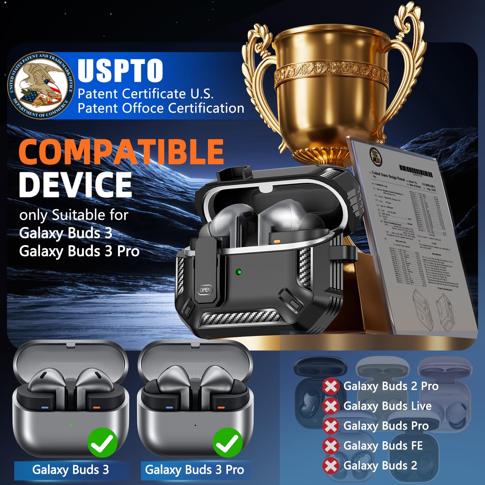 Lock Fit Designed for Samsung Galaxy Buds3 FE (2025) / A-A-A-balck
