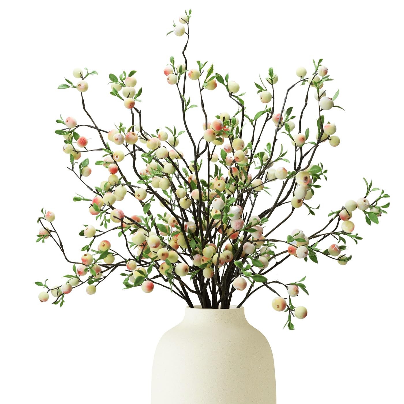 8 pcs Artificial Plants Simulation Flowers Faux Berries Lifelike vases Pink
