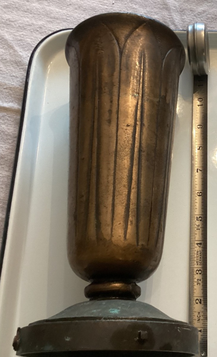 Vintage Funeral Cemetery Vase Heavy Bronze Memorial 11” for Flowers