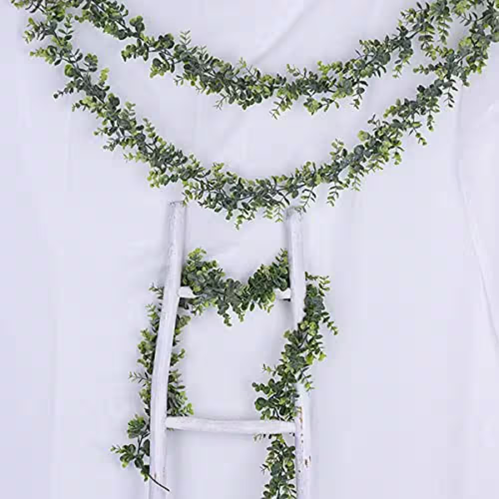 72 In. Green Artificial Vines Hanging Eucalyptus Leaves Garland for Wedding Back