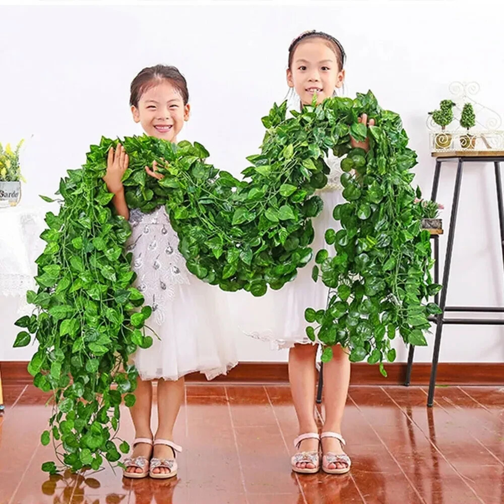 12 Strands 84 Feet Artificial Ivy Vines Leaves, Silk Garland Fake room wedding