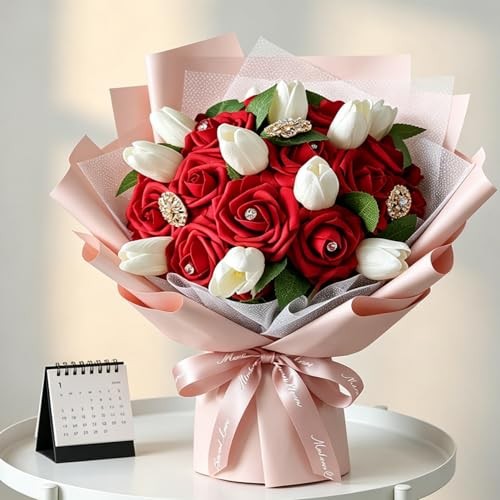 Artificial Dark Red Roses 100pcs PE Foam 7″ Stems DIY Wedding Decor