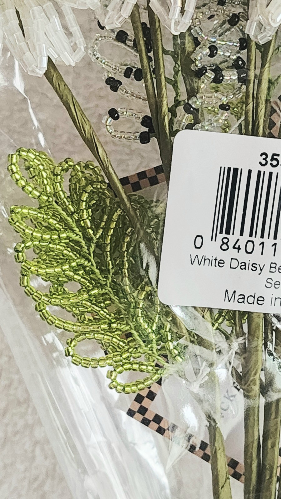Mackenzie Child White Daisy Beaded Flower Stems Set of 4 18″ NEW!!