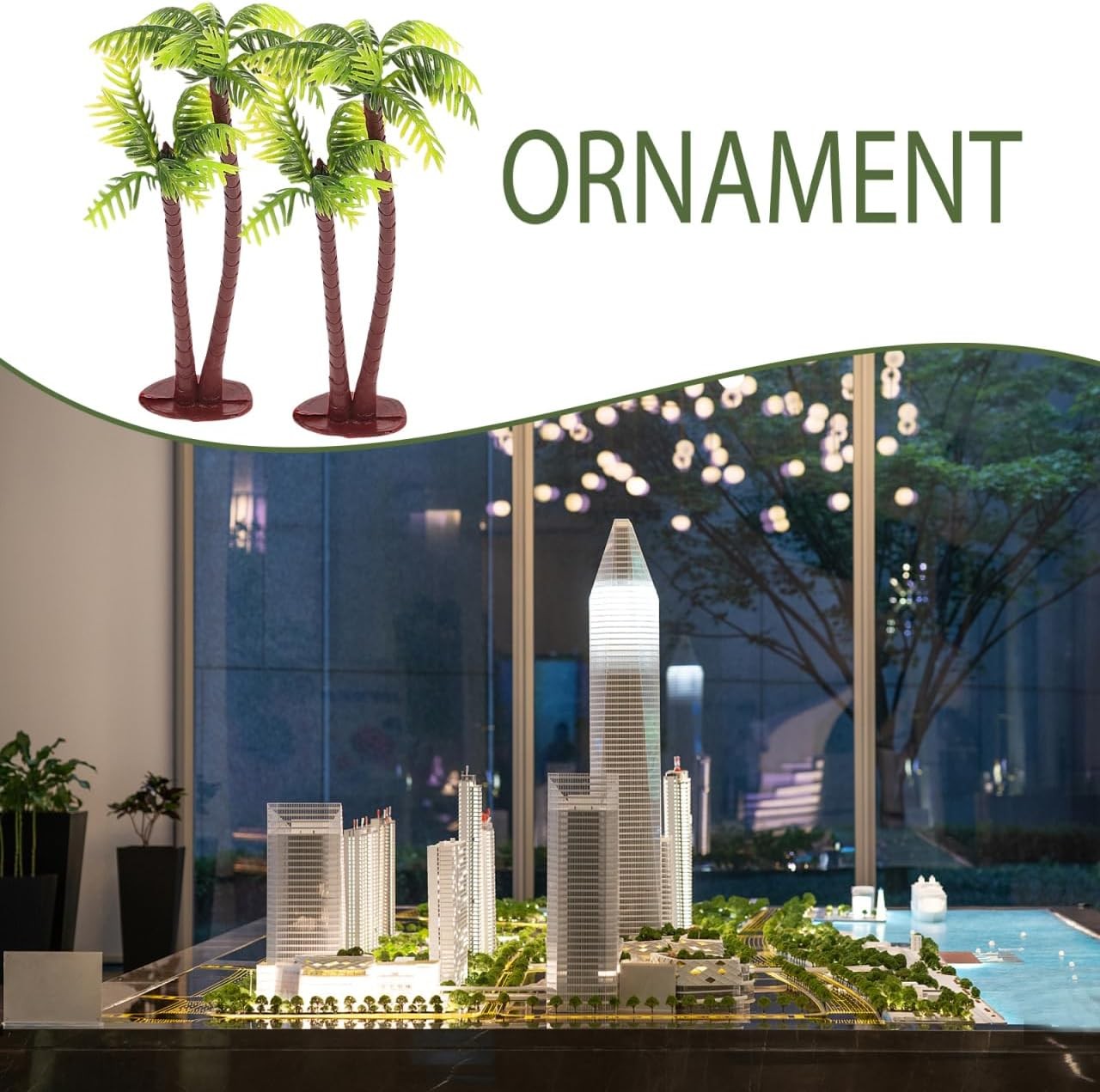 5Pcs Imitation Palm Tree Tropical Mini Palm Mini Tree Figurines Rainforest
