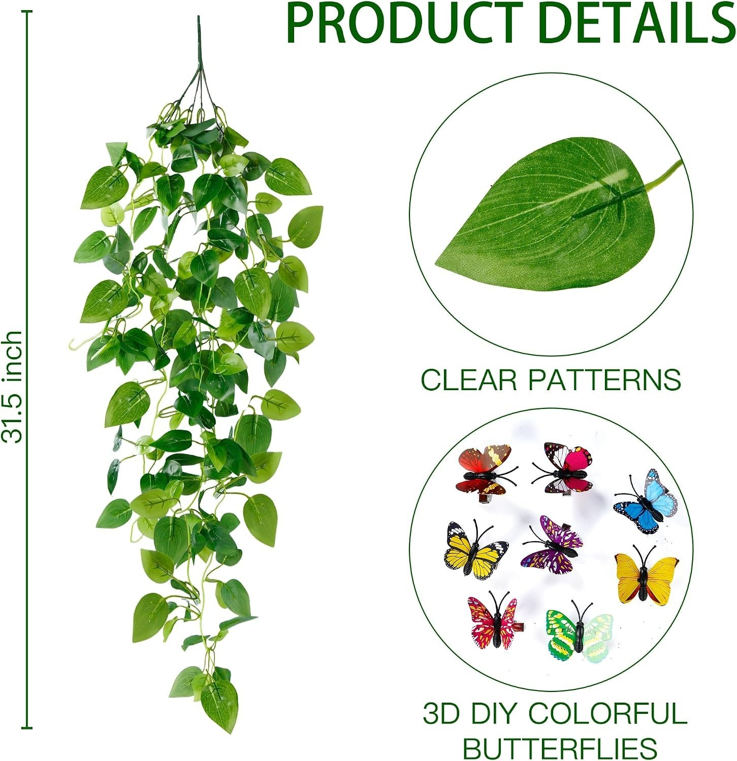 Realistic Faux Ivy Hanging Plants – Set of 2 for Indoor Outdoor Decor