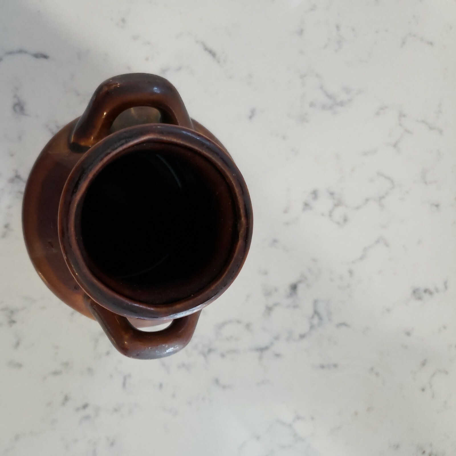 Small Vintage Milk Jug Crock Brown Tan Pot Bud Flower Vase Art Craft Creamer