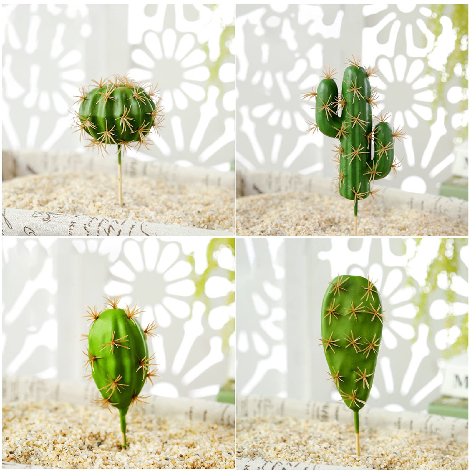 10 PCS Faux Fake Succulents Artificial Cactus Decor Faux Cactus Cacti Plant A…
