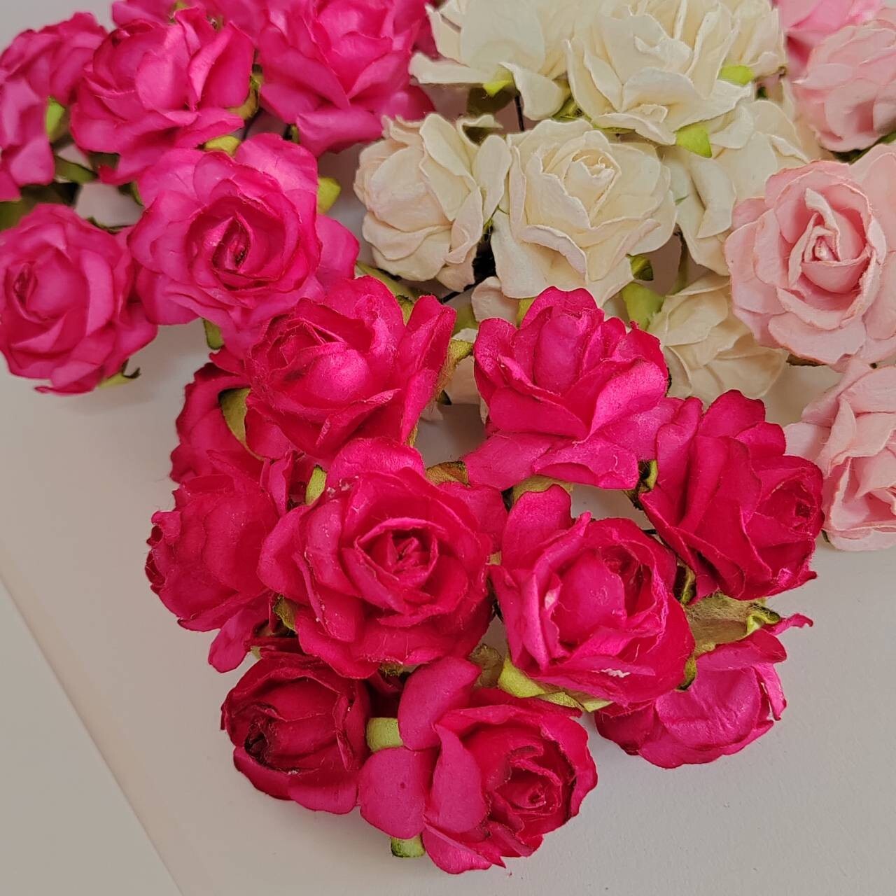 50 Mix in Pink Tone Artificial Flowers Rose Flower Paper Flower size 30-35 mm
