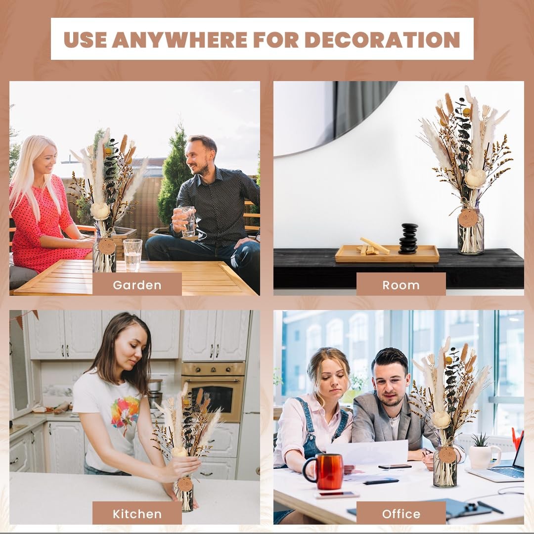 Homey Breeze Natural Dried Pampas Grass Decor with Vase – 15 Inches 23 Pcs 10