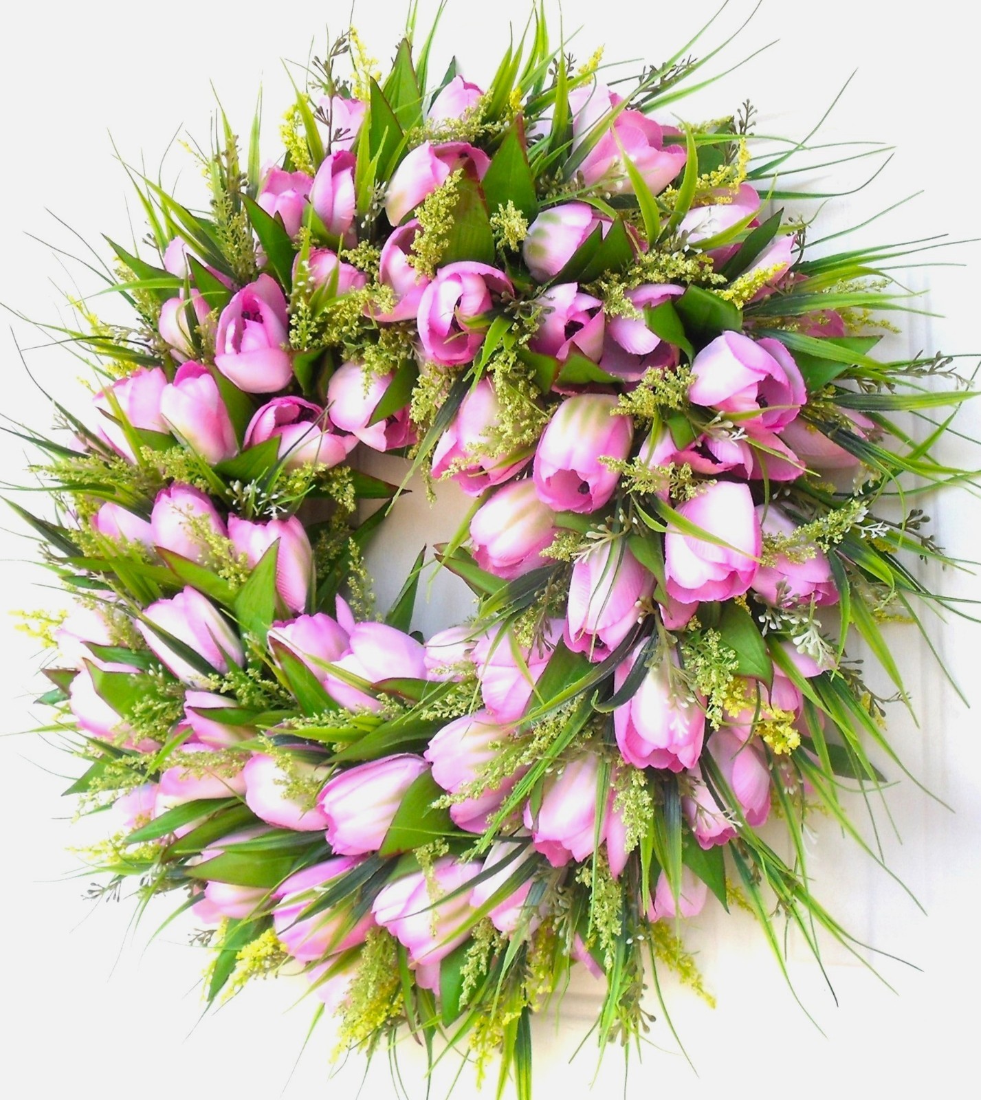 Pink Tulip Wreath, Spring Door/Wall Any Season Mother’s Day Wreath