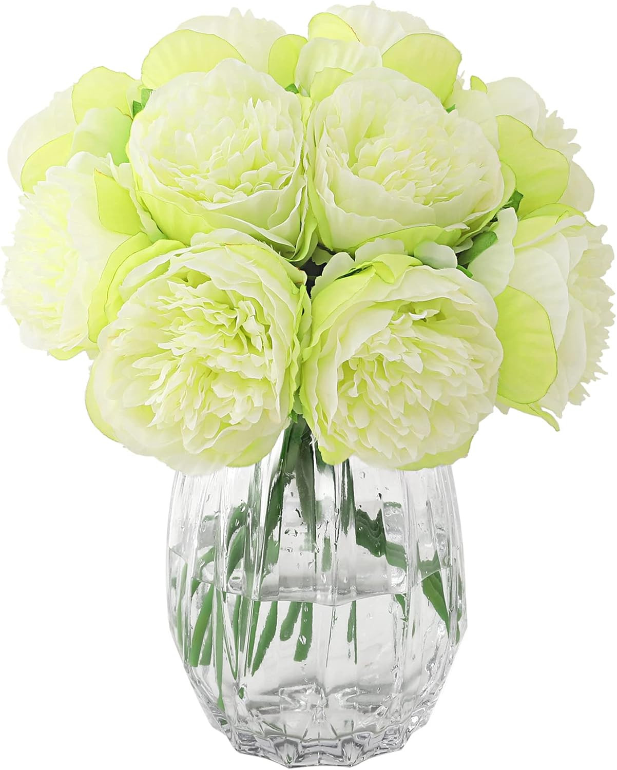 2 Bunches Artificial Peonies, 10 Heads Silk Peony Fake Flower Bouquets for Wedd