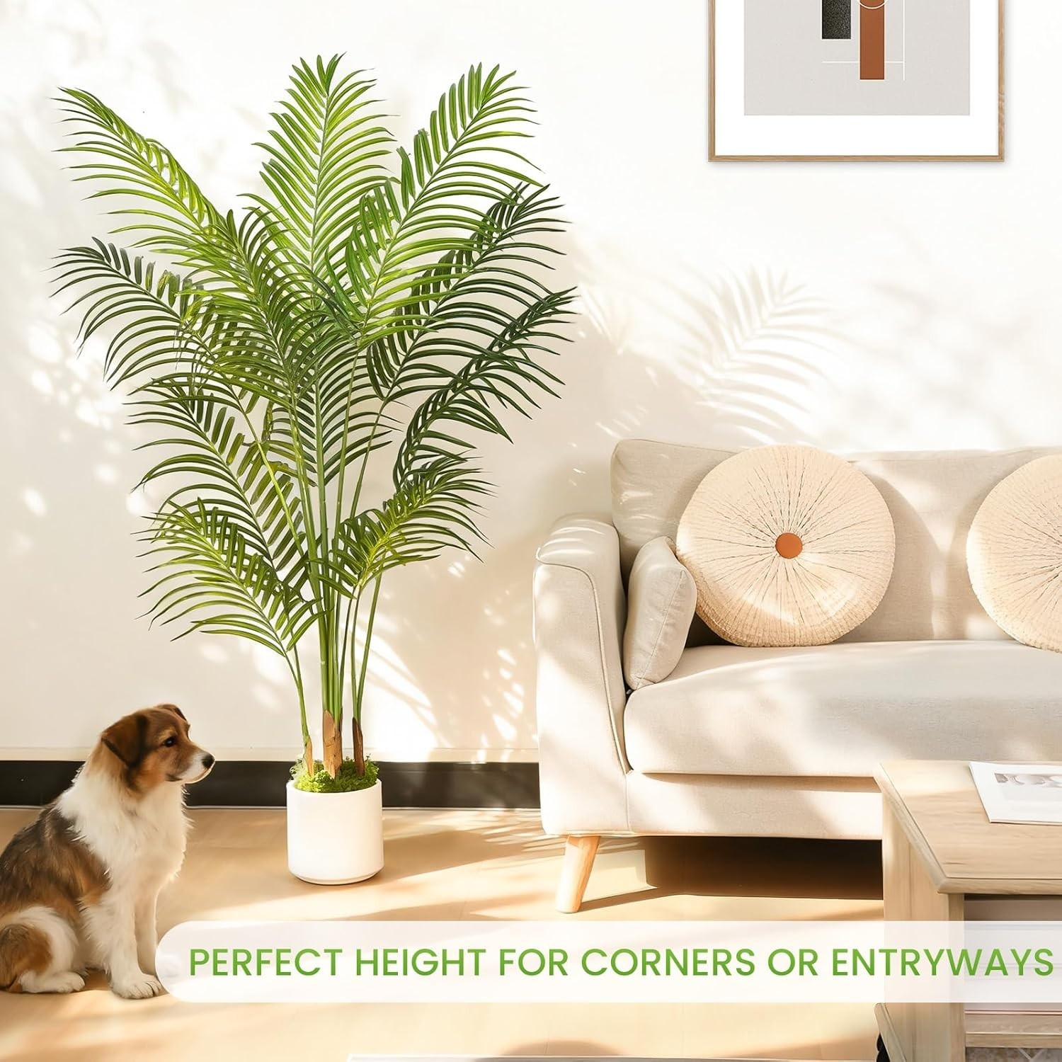 NEW 5FT Artificial Palm Tree Areca 12 Leaves White Planter Indoor Outdoor