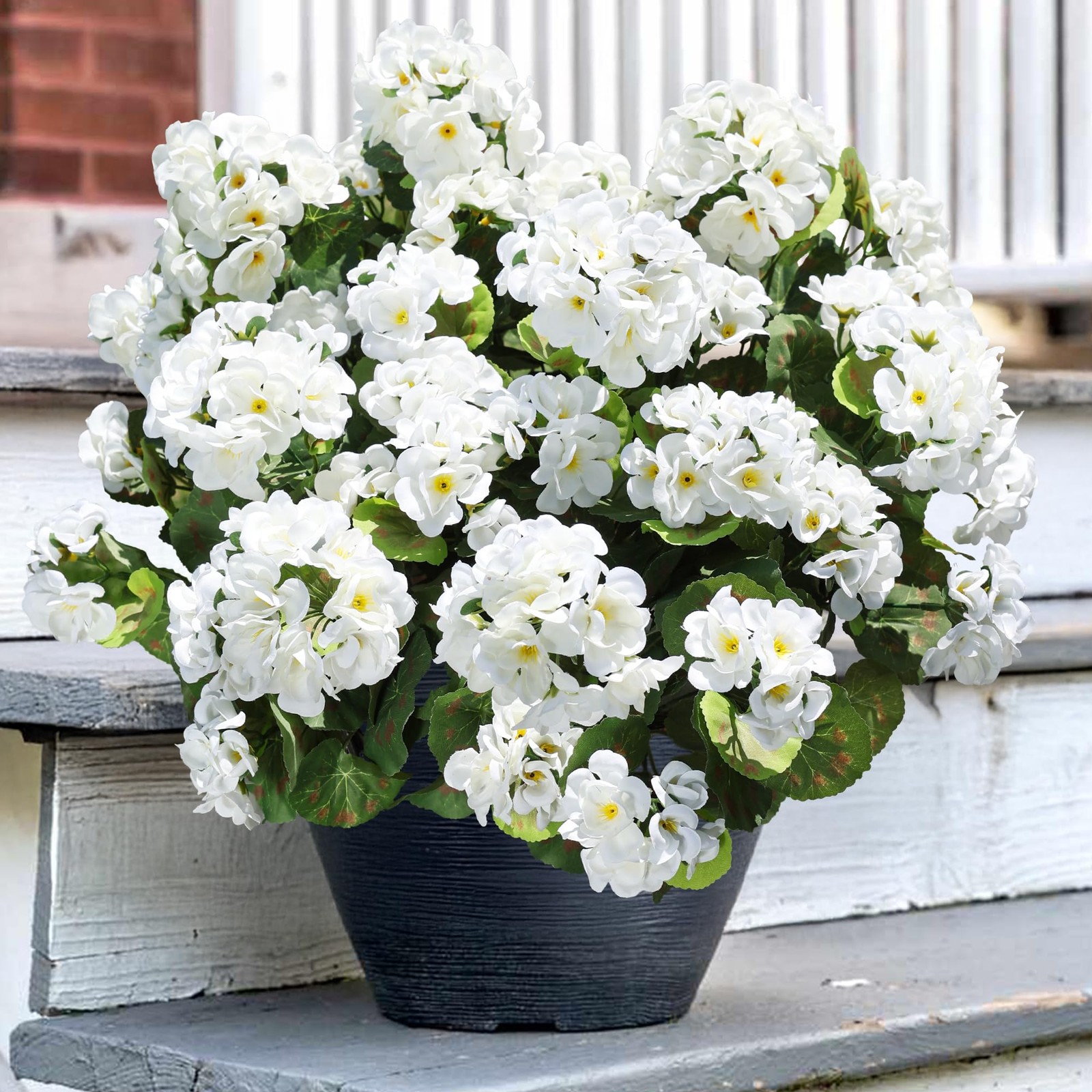 Best Artificial Geranium Fake Flowers for Outdoors Decoration, 6 Bundles Silk