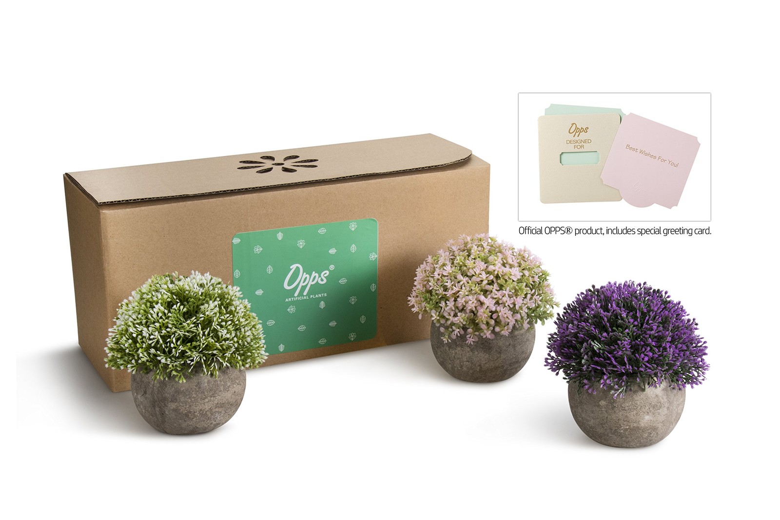 Mini Artificial Plants Plastic Fake Colorful Flower Topiary Gray Pots 3PC