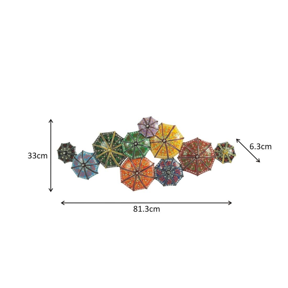 Handicrafts Paradise Wrought Iron Umbrella Wall Decor (Multicolour, 32 x 13 Inch