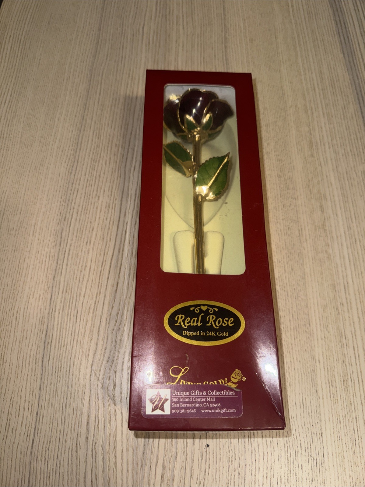 LIVING GOLD REAL ROSE DIPPED IN 24K YELLOW GOLD BOXED