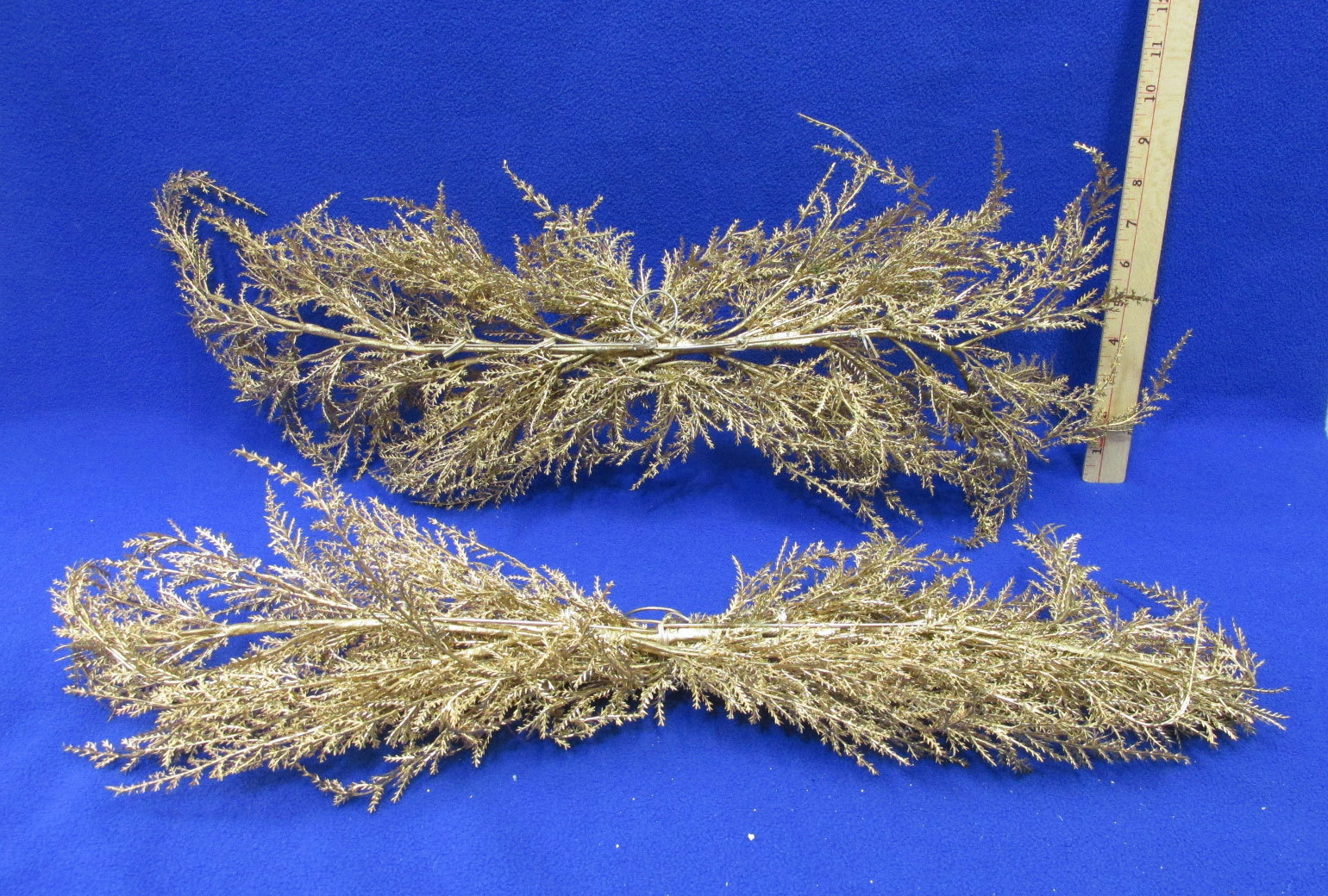Artficial Floral Decor Swags Solid Gold Ferns & Ivory Green Flower Lot of 3