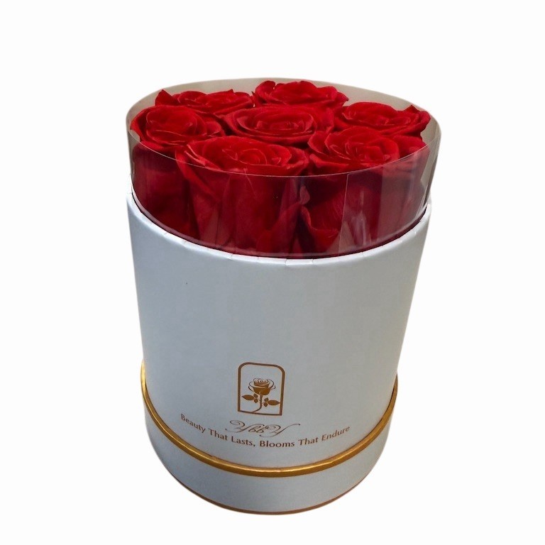 NEW REALRed Rose Arrangement in White Round Hat Box Romantic All Occasions Decor