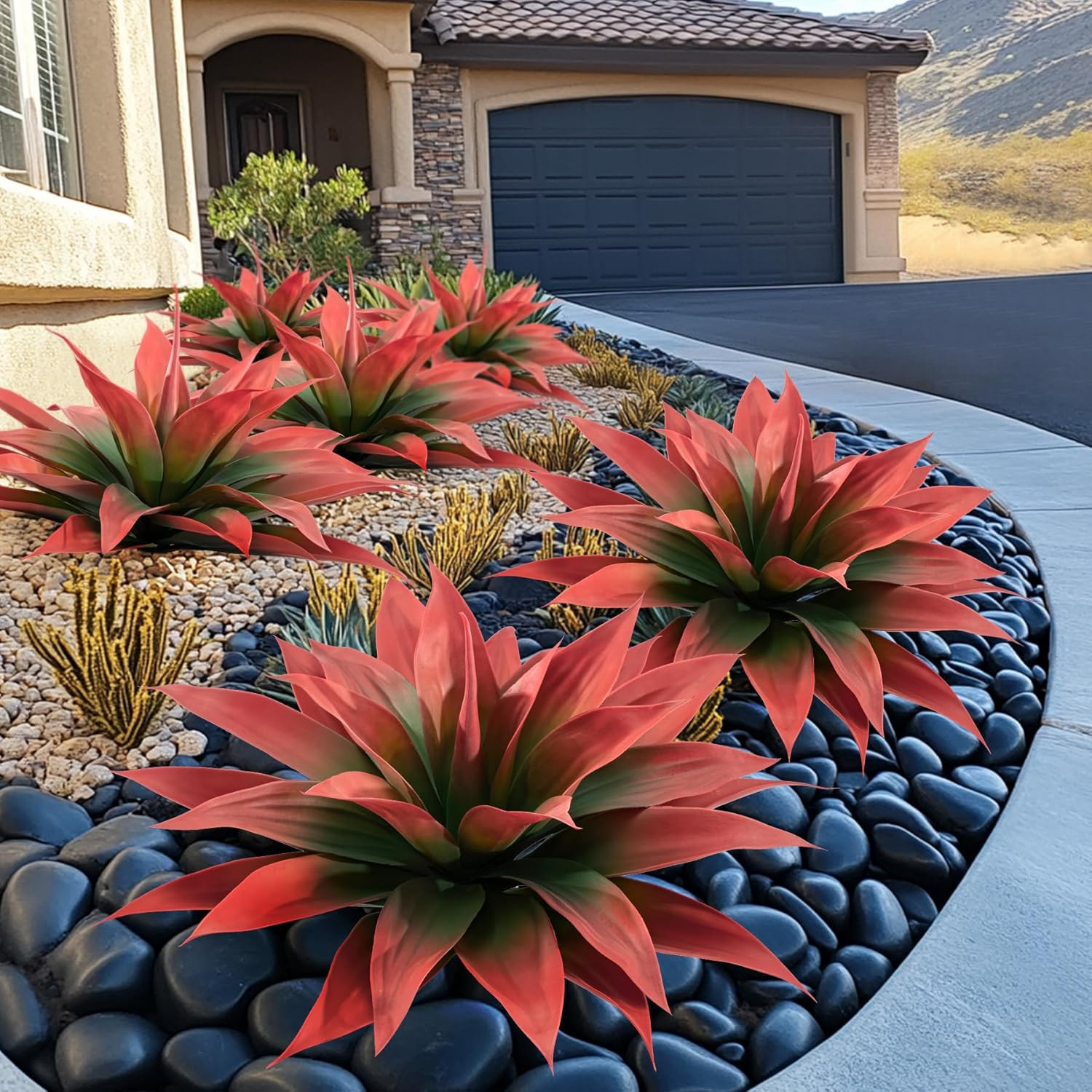 Artificial Agave Plants,Large UV Resistant Fake Agave Planters for Indoor and Ou