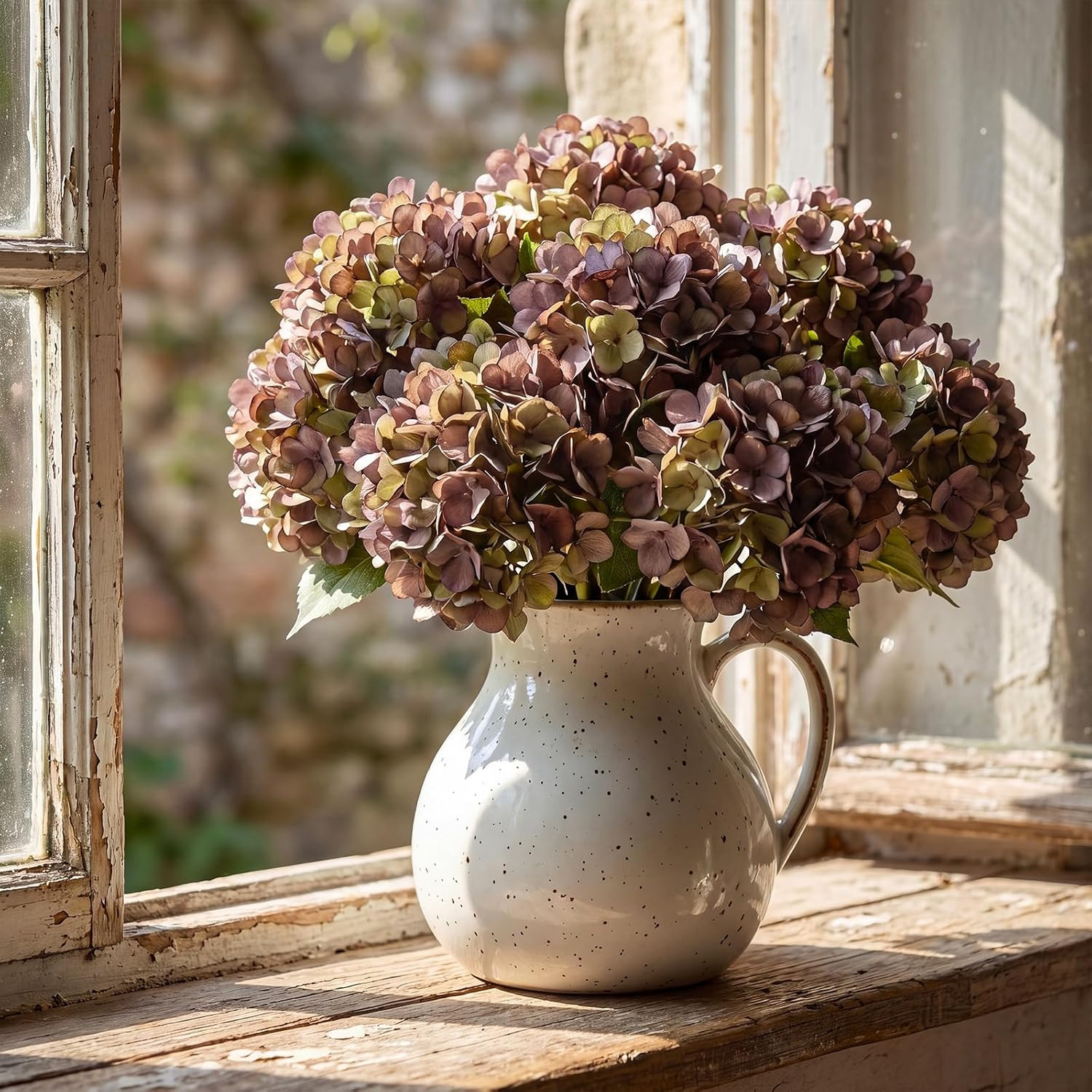 10 Pcs Purple Faux Silk Hydrangea Flowers for Home Wedding Decor
