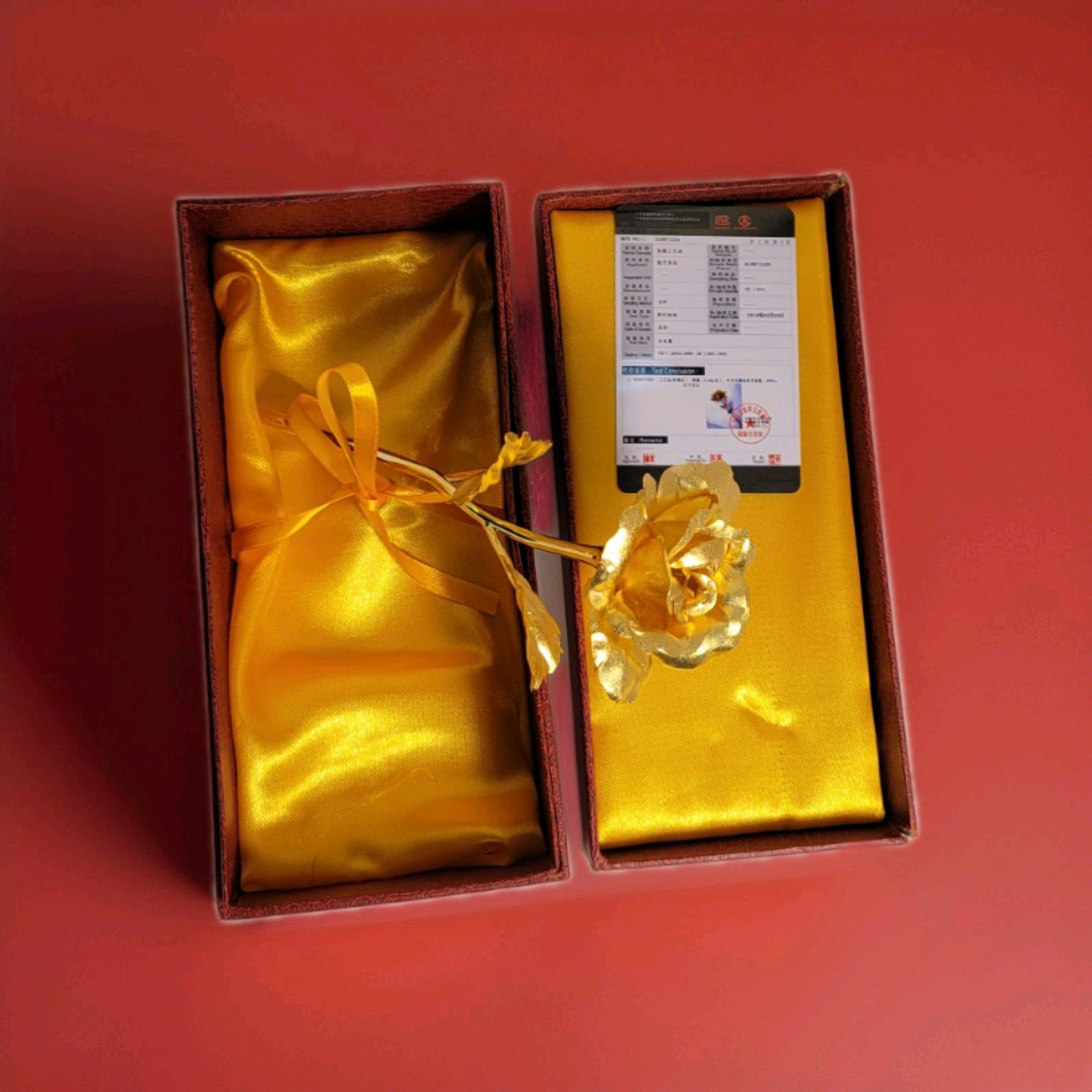 Junyi Gold Dipped Rose With Card Certifying Authenticity
