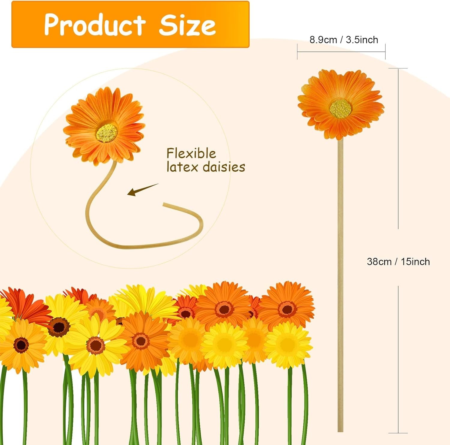 36-Pcs Artificial Gerbera Daisies, Pink & Orange Bouquet